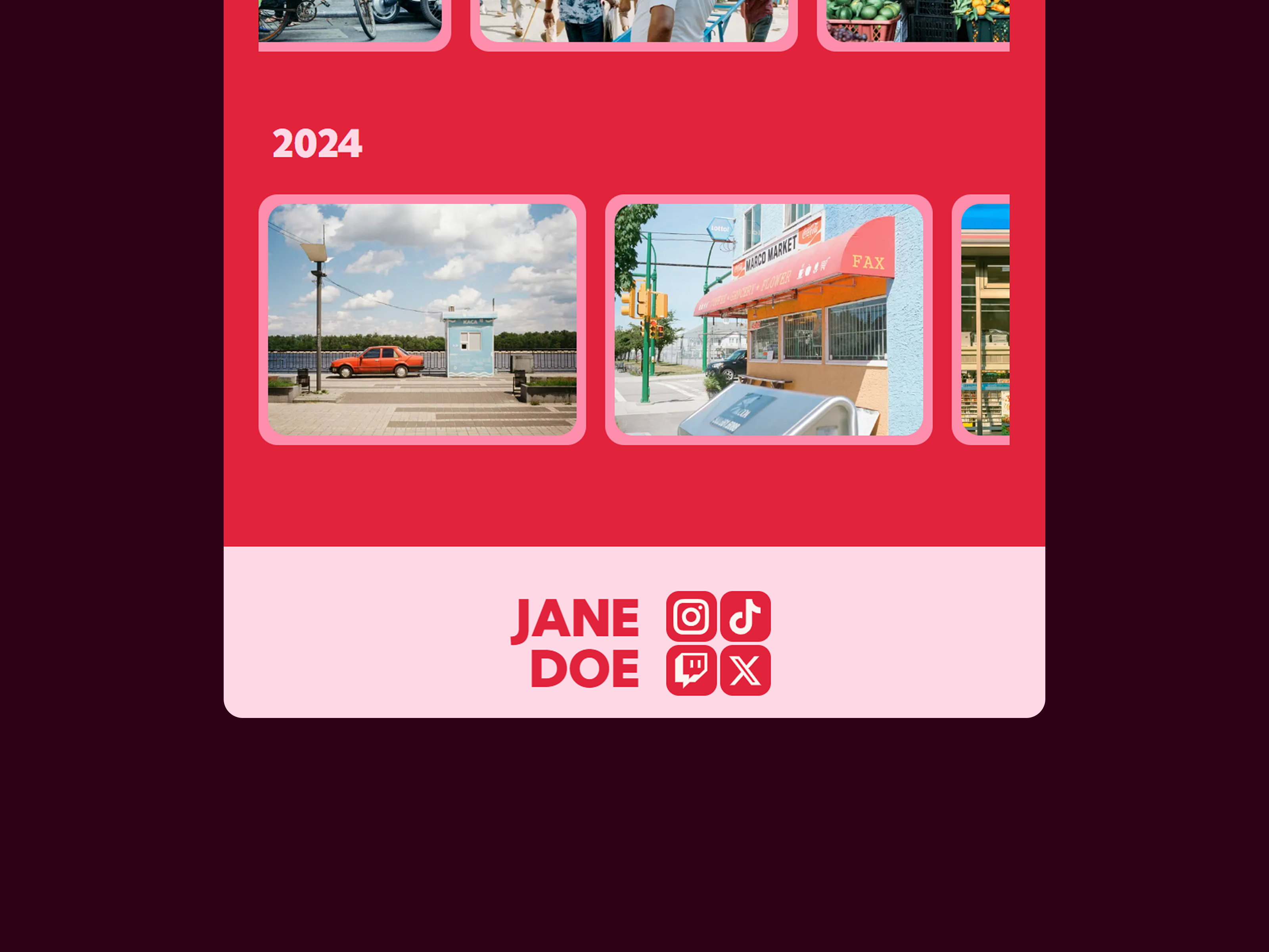 Portfolio project grid plus preview of hover effect